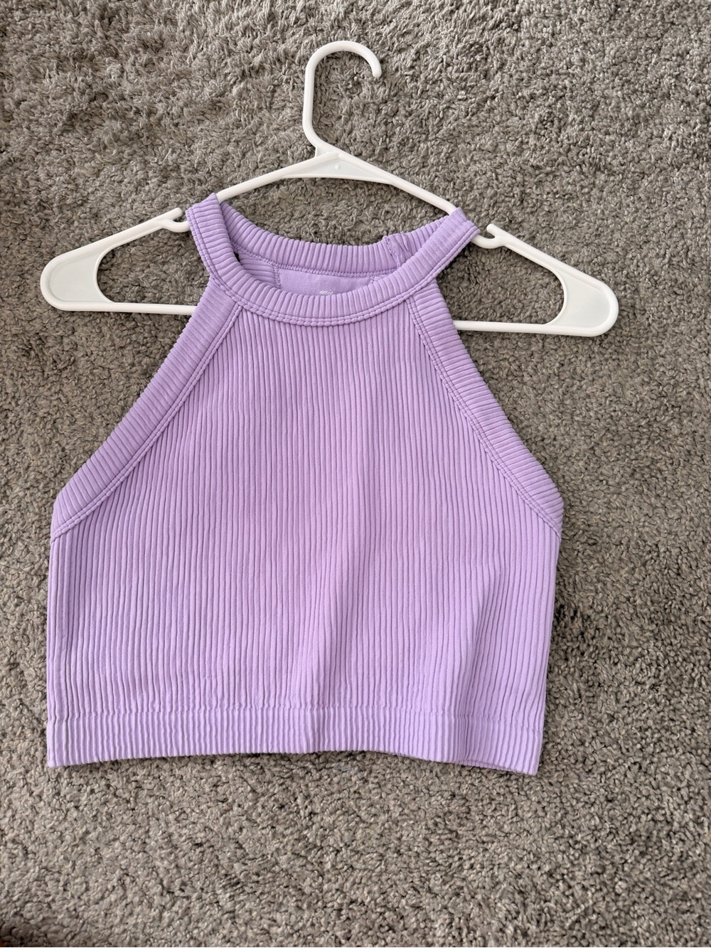 Aerie Women's Ribbed High-Neck Crop Tank - Lavender